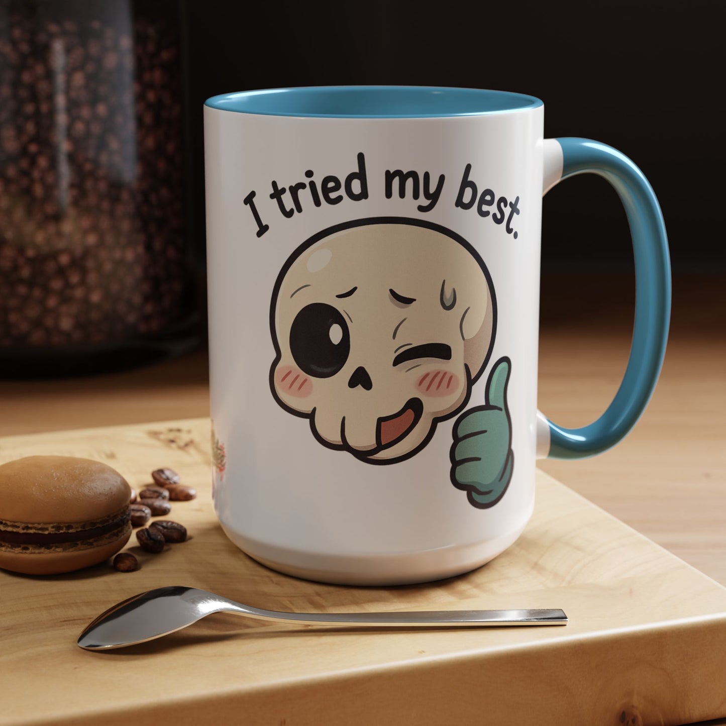 HoodnTee Mug - I Tried My Best Skull Coffee Mug — Cute Goth Accent Ceramic Mug (11/15oz)