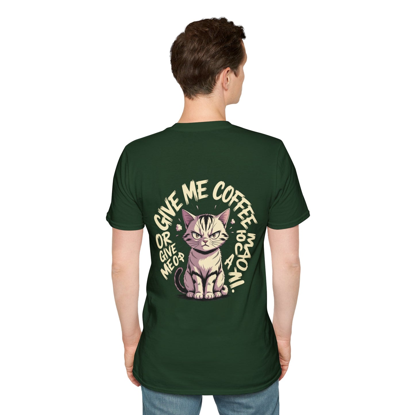 Cat Lover T-Shirt — "Give Me Coffee & Meow" Cute Grumpy Cat Graphic Tee