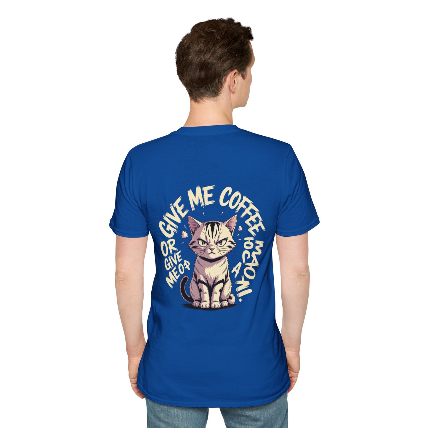 Cat Lover T-Shirt — "Give Me Coffee & Meow" Cute Grumpy Cat Graphic Tee