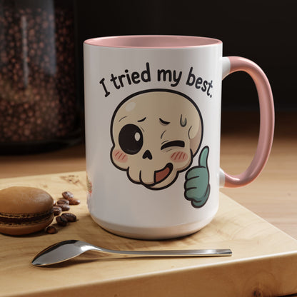 HoodnTee Mug - I Tried My Best Skull Coffee Mug — Cute Goth Accent Ceramic Mug (11/15oz)