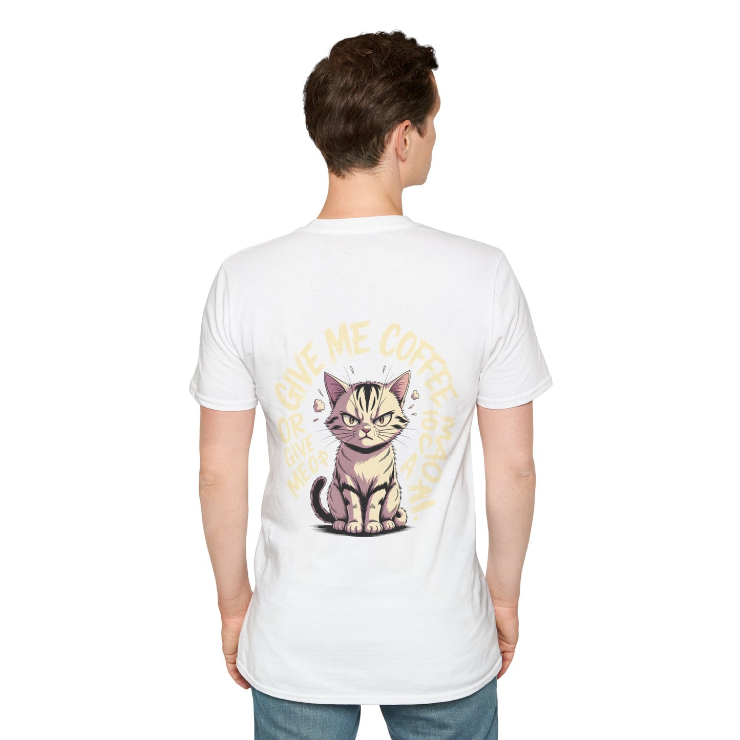 Cat Lover T-Shirt — "Give Me Coffee & Meow" Cute Grumpy Cat Graphic Tee