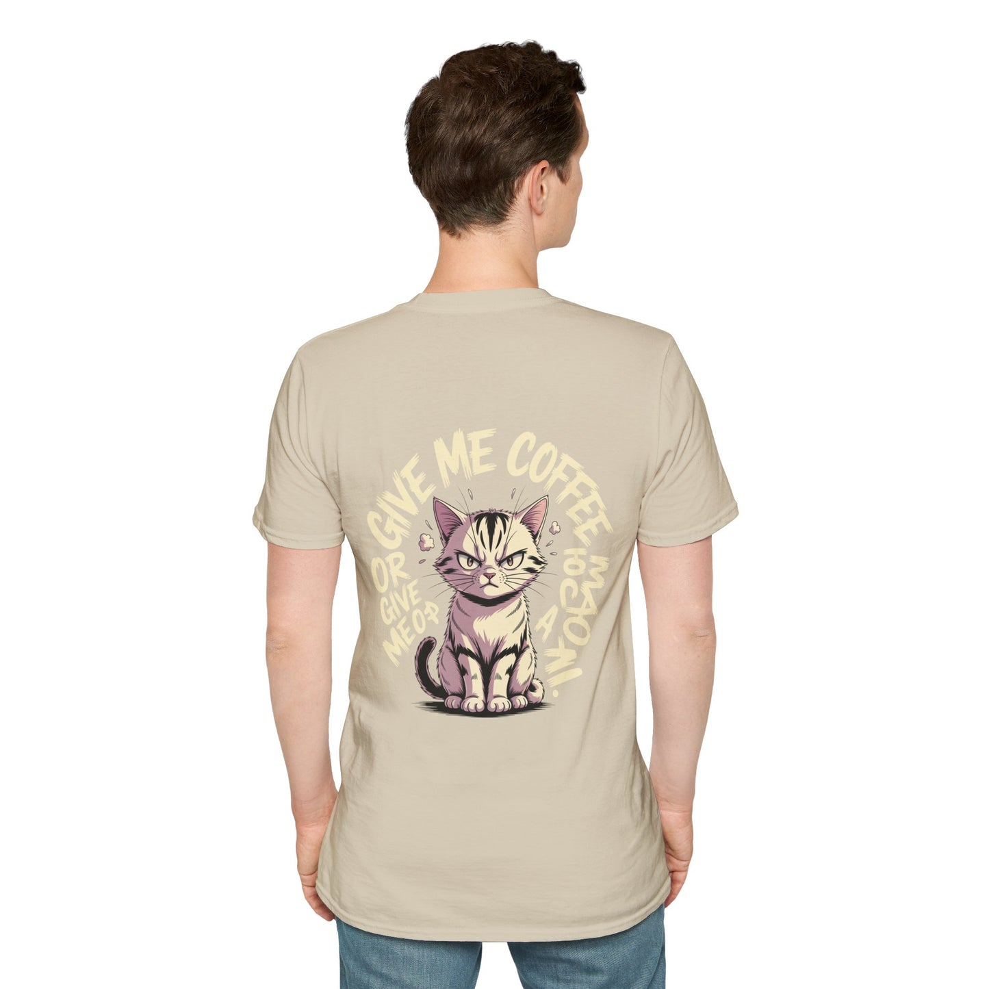 Cat Lover T-Shirt — "Give Me Coffee & Meow" Cute Grumpy Cat Graphic Tee