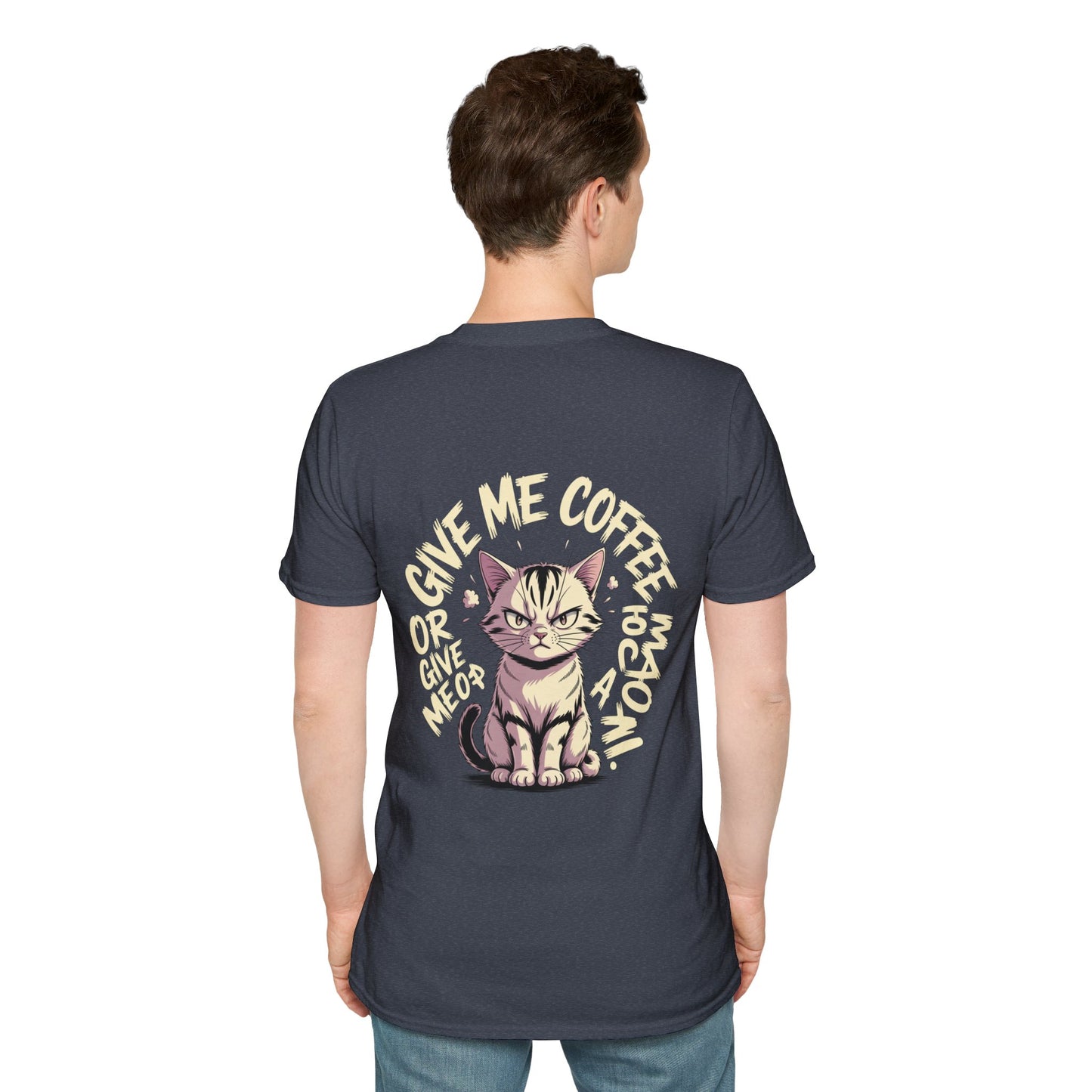 Cat Lover T-Shirt — "Give Me Coffee & Meow" Cute Grumpy Cat Graphic Tee