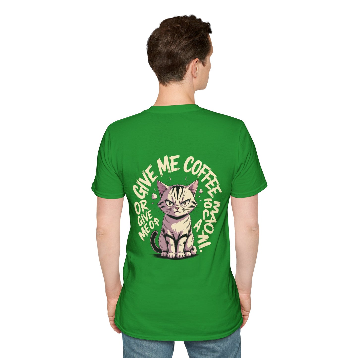 Cat Lover T-Shirt — "Give Me Coffee & Meow" Cute Grumpy Cat Graphic Tee