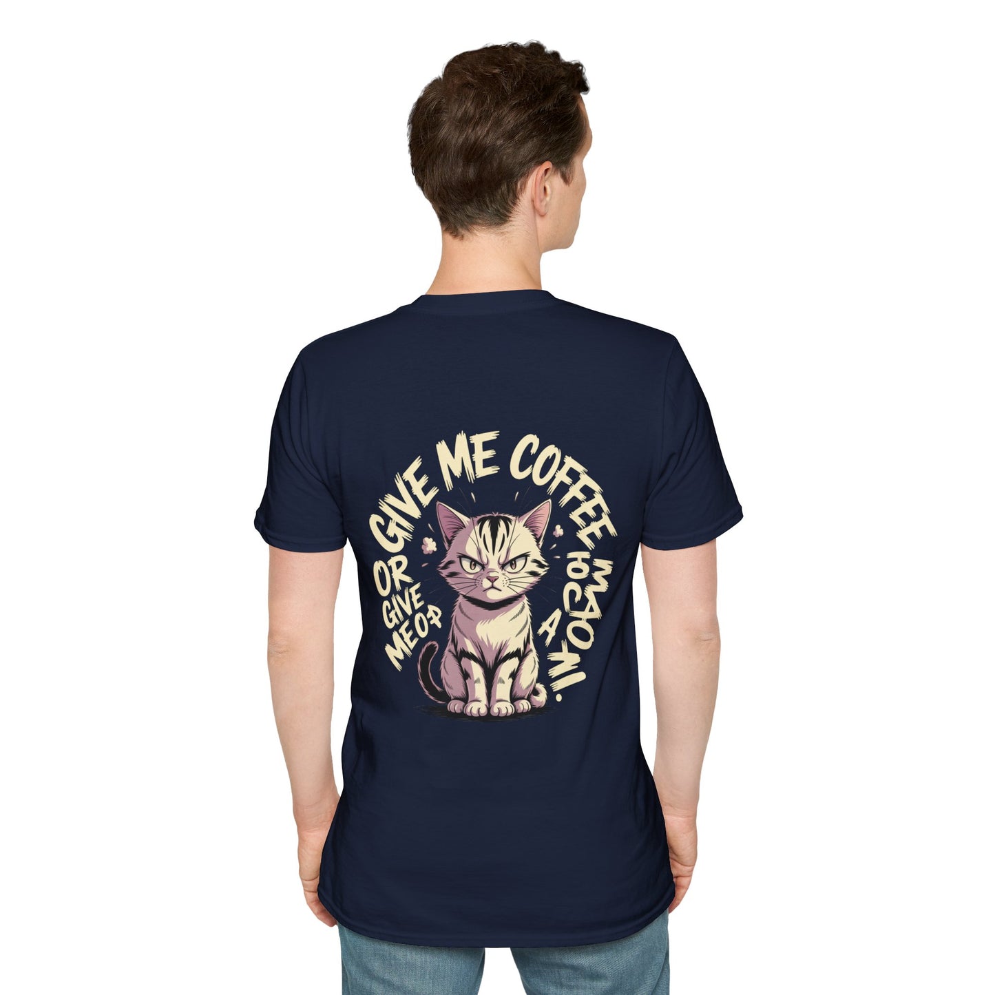 Cat Lover T-Shirt — "Give Me Coffee & Meow" Cute Grumpy Cat Graphic Tee