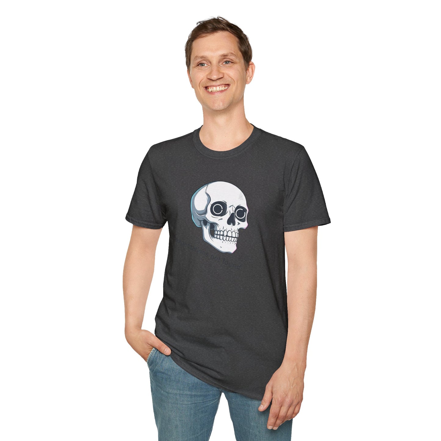 Skull Graphic T-Shirt — “Expectations Not Found” Front & 2026 Loading Back