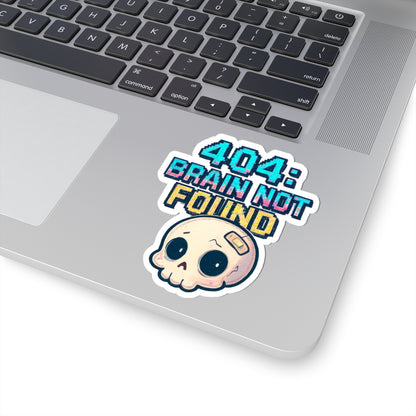 HoodnTee Sticker - 404: Brain Not Found - Cute Skull Laptop Funny