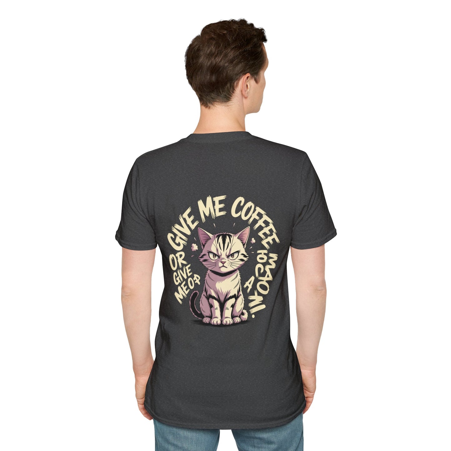Cat Lover T-Shirt — "Give Me Coffee & Meow" Cute Grumpy Cat Graphic Tee