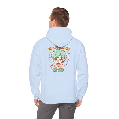 🖤 HoodnTee Hoodie – “If you happy and you know ot take your Meds” 💊 Cute Chibi Comfort Hoodie