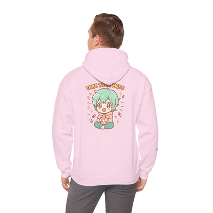 🖤 HoodnTee Hoodie – “If you happy and you know ot take your Meds” 💊 Cute Chibi Comfort Hoodie