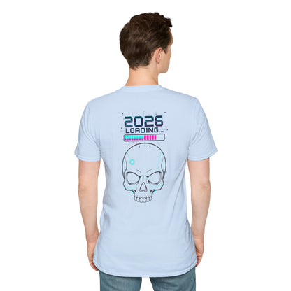 Skull Graphic T-Shirt — “Expectations Not Found” Front & 2026 Loading Back