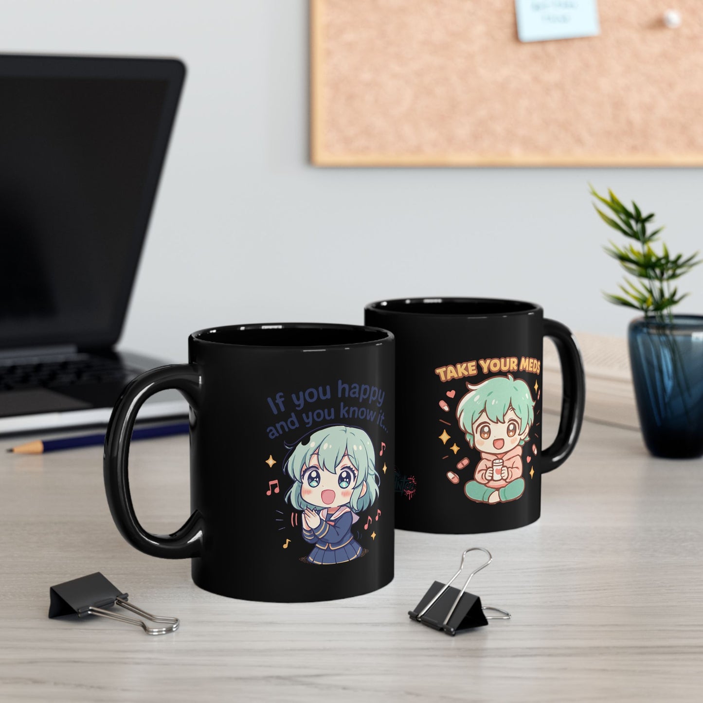 HoodnTee Mug | Take Your Meds Cute Chibi Mug — Mental Health Reminder Coffee Cup ☕