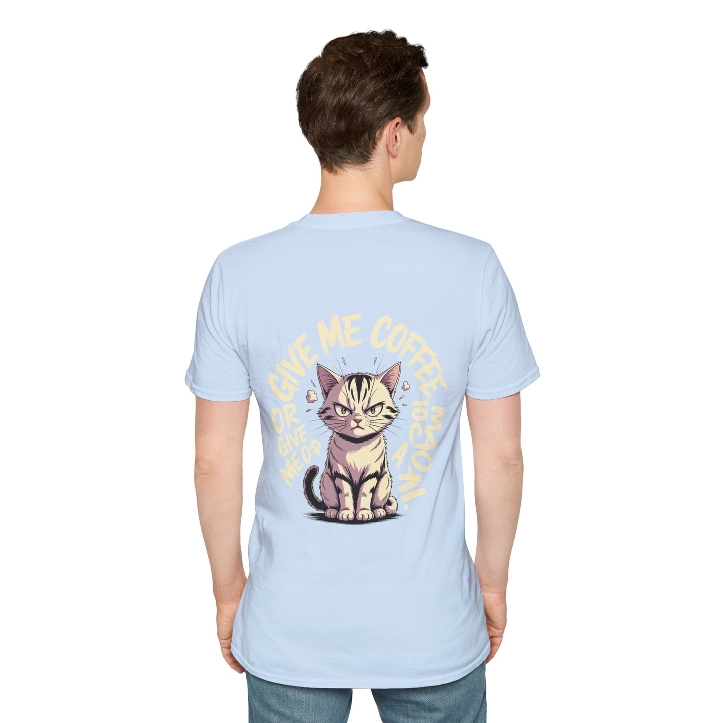 Cat Lover T-Shirt — "Give Me Coffee & Meow" Cute Grumpy Cat Graphic Tee
