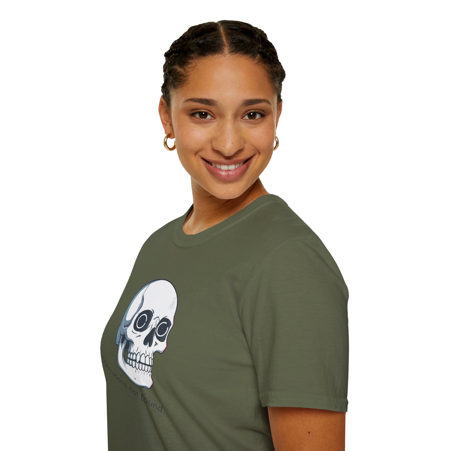 Skull Graphic T-Shirt — “Expectations Not Found” Front & 2026 Loading Back