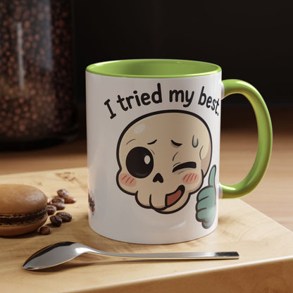 HoodnTee Mug - I Tried My Best Skull Coffee Mug — Cute Goth Accent Ceramic Mug (11/15oz)