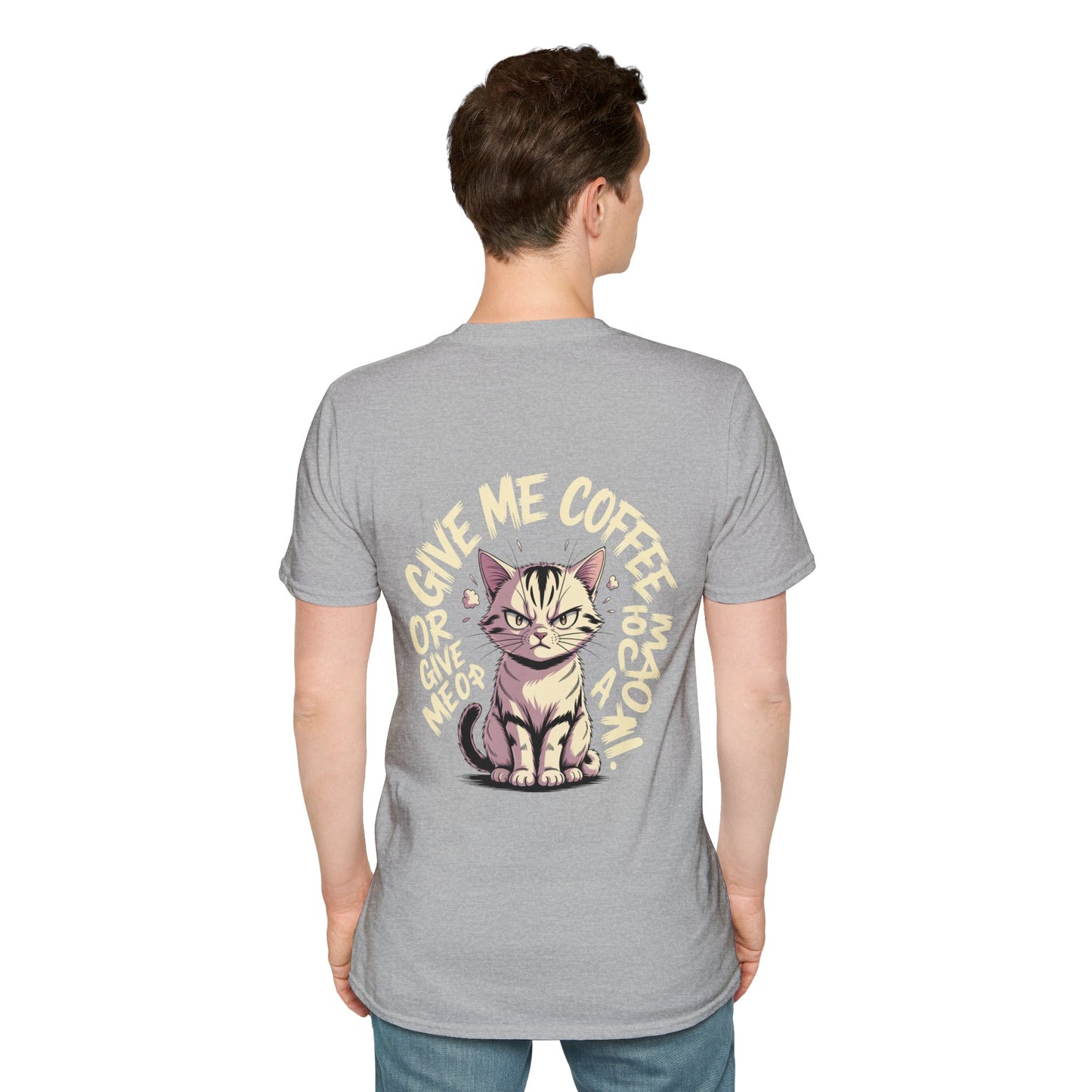 Cat Lover T-Shirt — "Give Me Coffee & Meow" Cute Grumpy Cat Graphic Tee