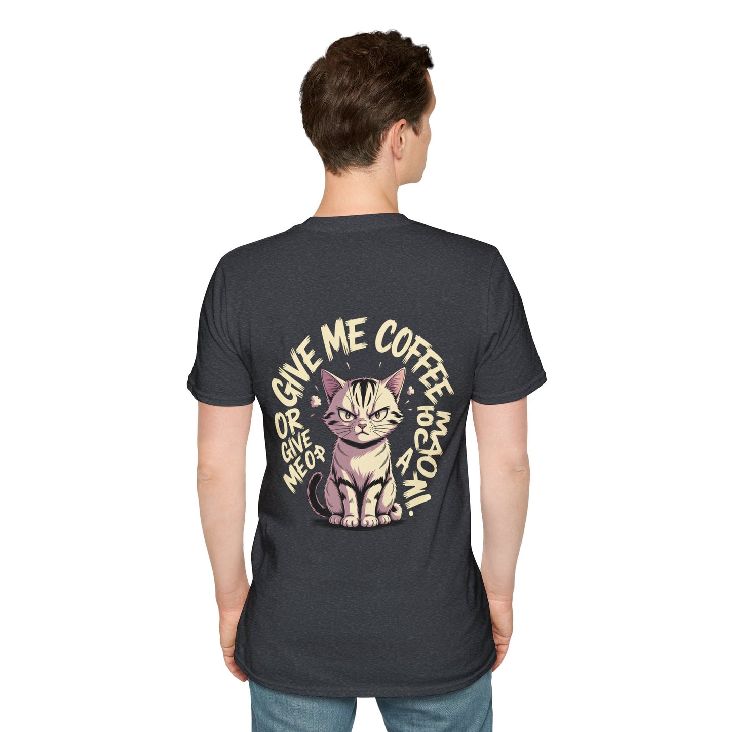 Cat Lover T-Shirt — "Give Me Coffee & Meow" Cute Grumpy Cat Graphic Tee