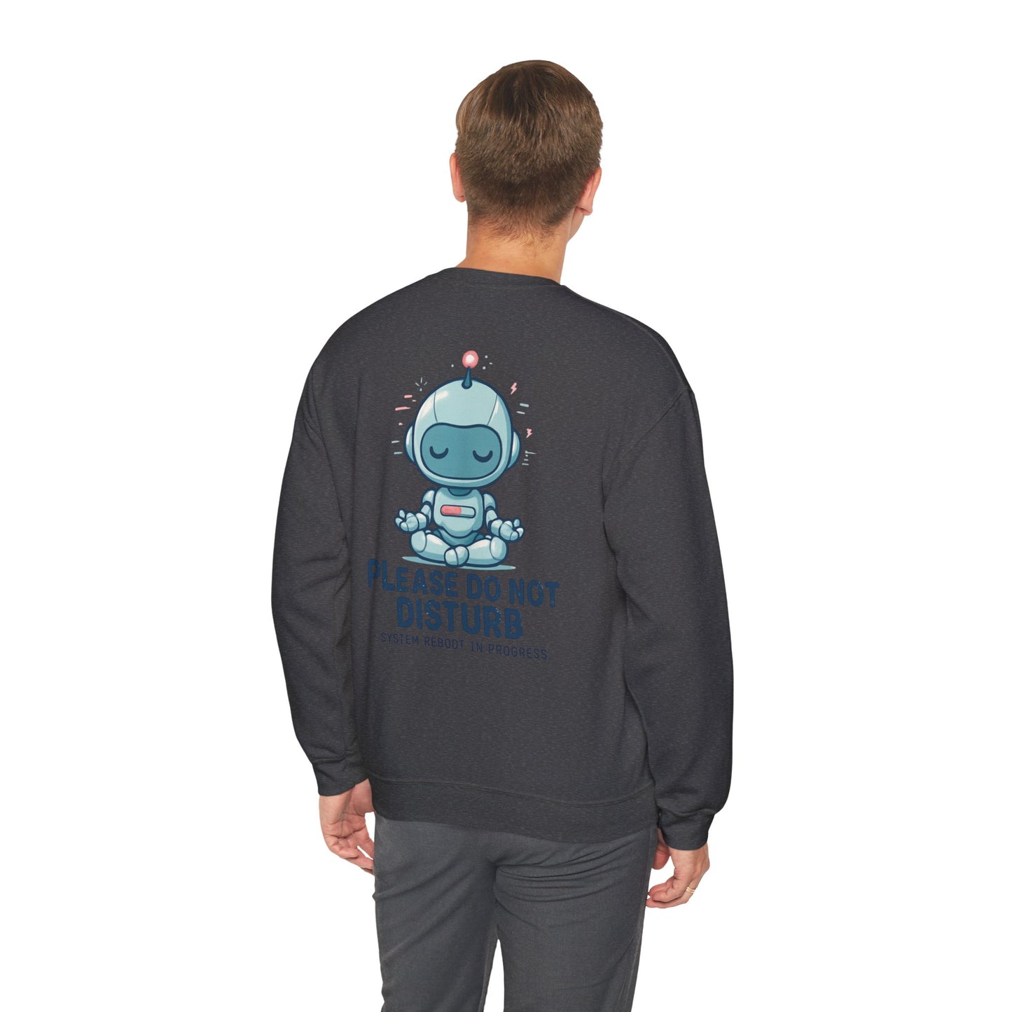 HoodnTee Sweatshirt | Please Do Not Disturb Sweatshirt — Cute Meditating Robot Crewneck 🤖