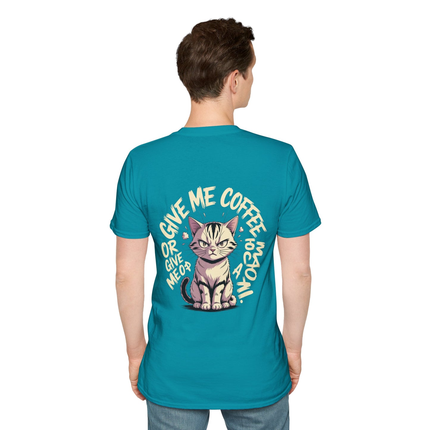 Cat Lover T-Shirt — "Give Me Coffee & Meow" Cute Grumpy Cat Graphic Tee