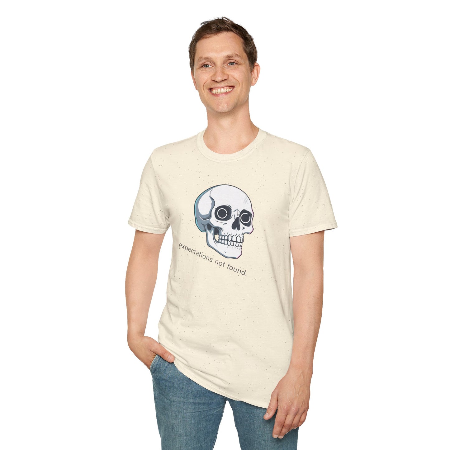 Skull Graphic T-Shirt — “Expectations Not Found” Front & 2026 Loading Back