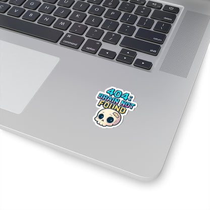 HoodnTee Sticker - 404: Brain Not Found - Cute Skull Laptop Funny